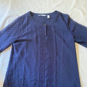 Isaac Mizrahi Clip Dot Blouse Pleated Cuffs